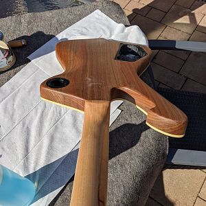 Finished wood work (back of guitar)